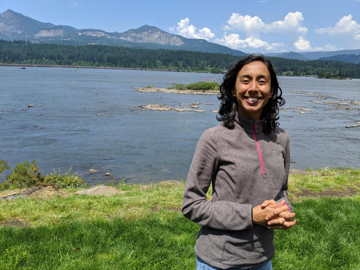 Sangita Vyas at the Columbia River in Oregon